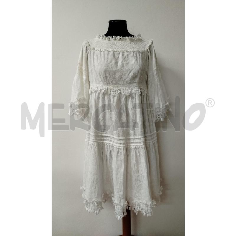 VESTITO DONNA LUISA SPAGNOLI BIANCO SC/ELAST PIZZO BORDI | Mercatino dell'Usato Roma cinecitta' 1