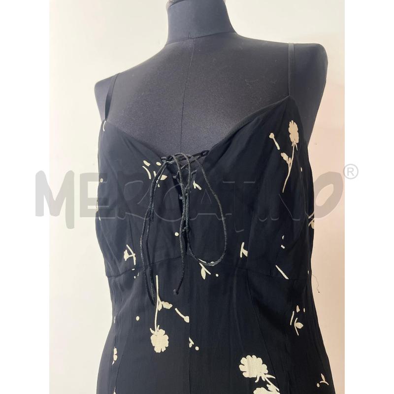VESTITO DONNA LUISA SPAGNOLI NERO FIORI BIANCHI LACCETTO FRONT | Mercatino dell'Usato Roma cinecitta' 2