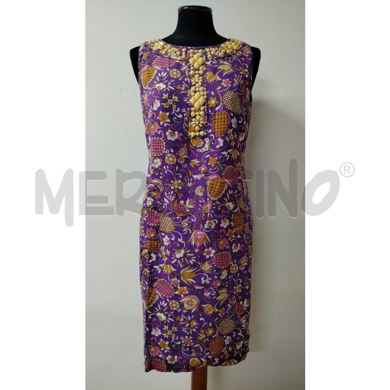 VESTITO DONNA LUISA SPAGNOLI VIOLA FLOREALE SETA | Mercatino dell'Usato Roma cinecitta' 1