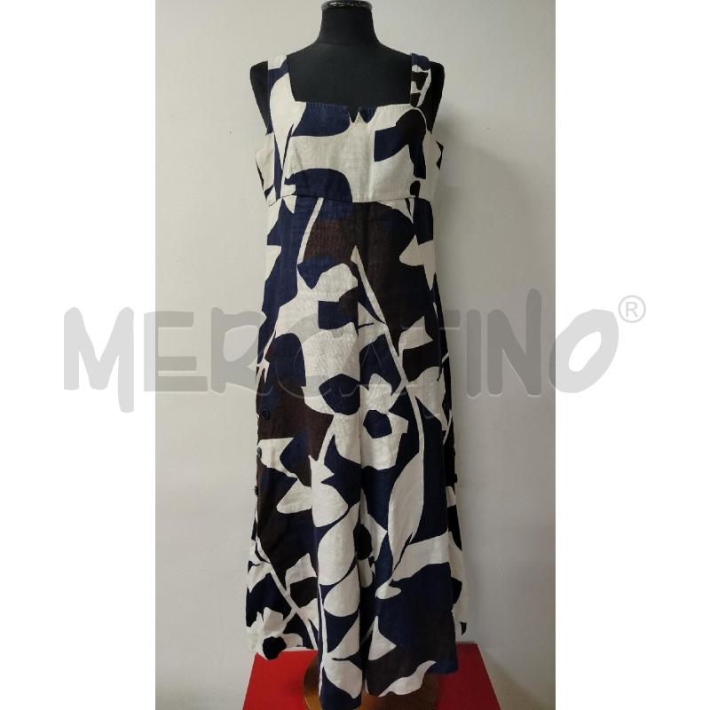 VESTITO DONNA MAXMARA PANNA FOGLIE BLU MARRONI | Mercatino dell'Usato Roma cinecitta' 1
