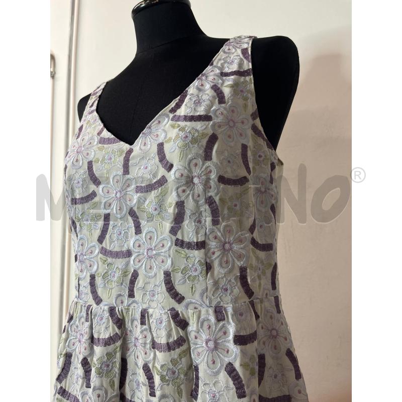 VESTITO DONNA MAX&CO BIANCO RICAMI FIORI VIOLA | Mercatino dell'Usato Roma cinecitta' 2