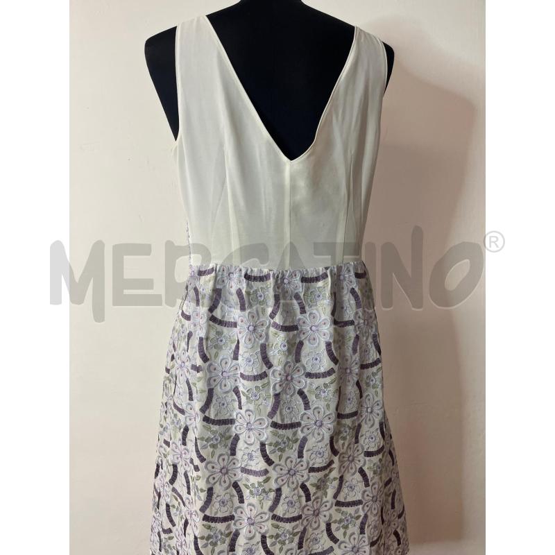 VESTITO DONNA MAX&CO BIANCO RICAMI FIORI VIOLA | Mercatino dell'Usato Roma cinecitta' 3