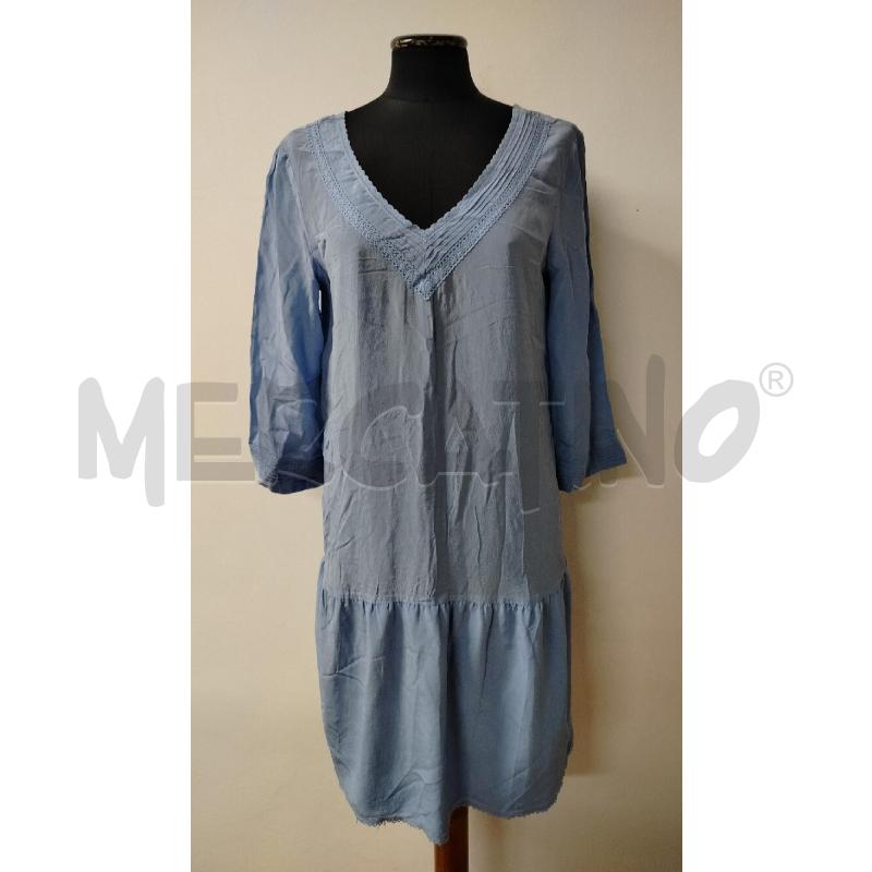 VESTITO DONNA TWINSET AZZURRO SETA SCOLLO V PLISSETTATO | Mercatino dell'Usato Roma cinecitta' 1