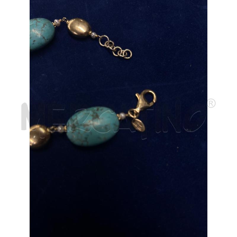 BRACCIALE ARGENTO LUISA DELLA SALDA PERLA BAROCCO+TURCHESE AFRICANO | Mercatino dell'Usato Tivoli 3