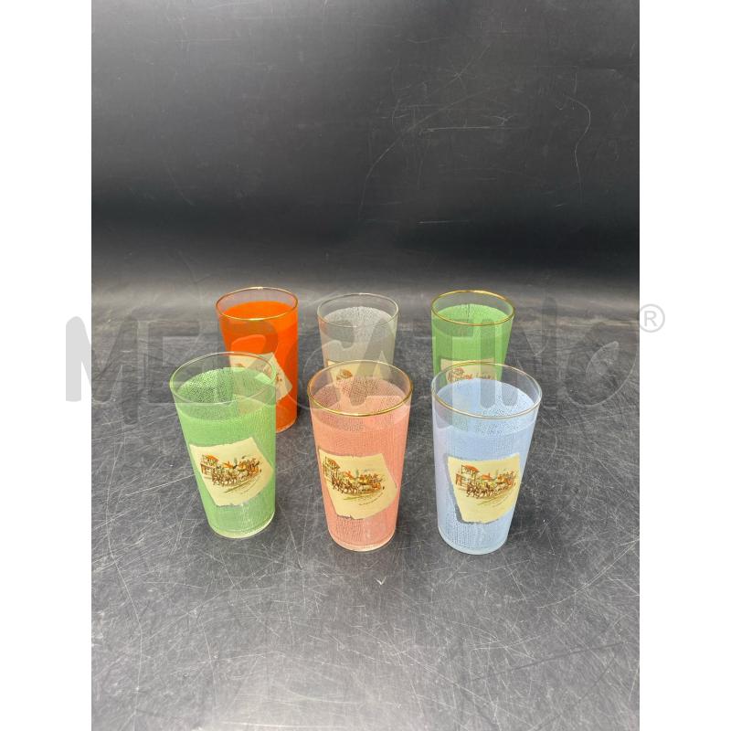 BICCHIERI  VETRO STAMPE 6PZ | Mercatino dell'Usato Roma porta di roma 1