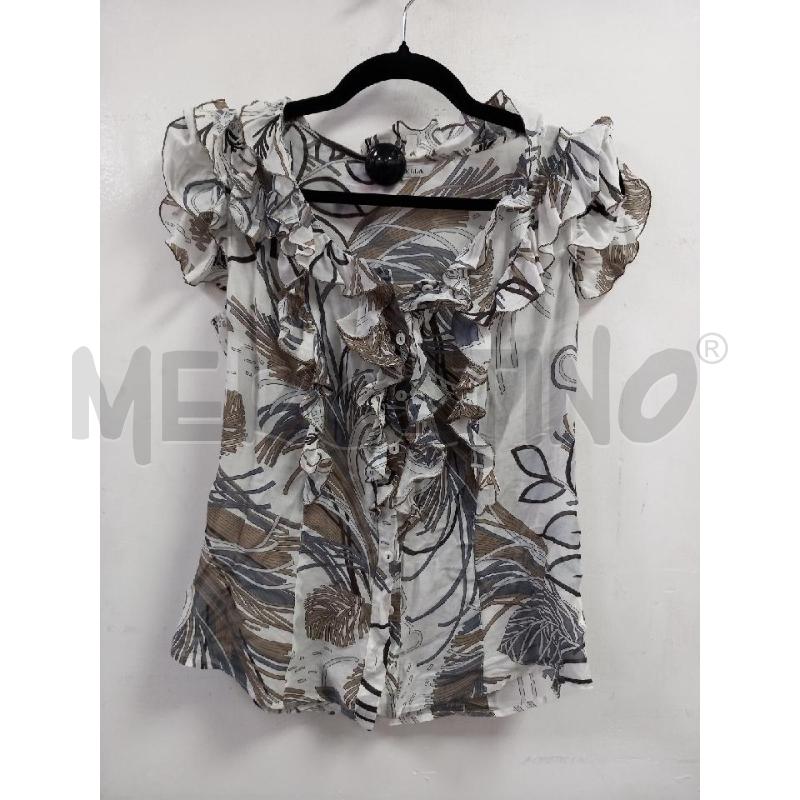 BLUSA D MARELLA BIANCO FANTASIA COTONE MISTO SETA | Mercatino dell'Usato Roma porta di roma 1