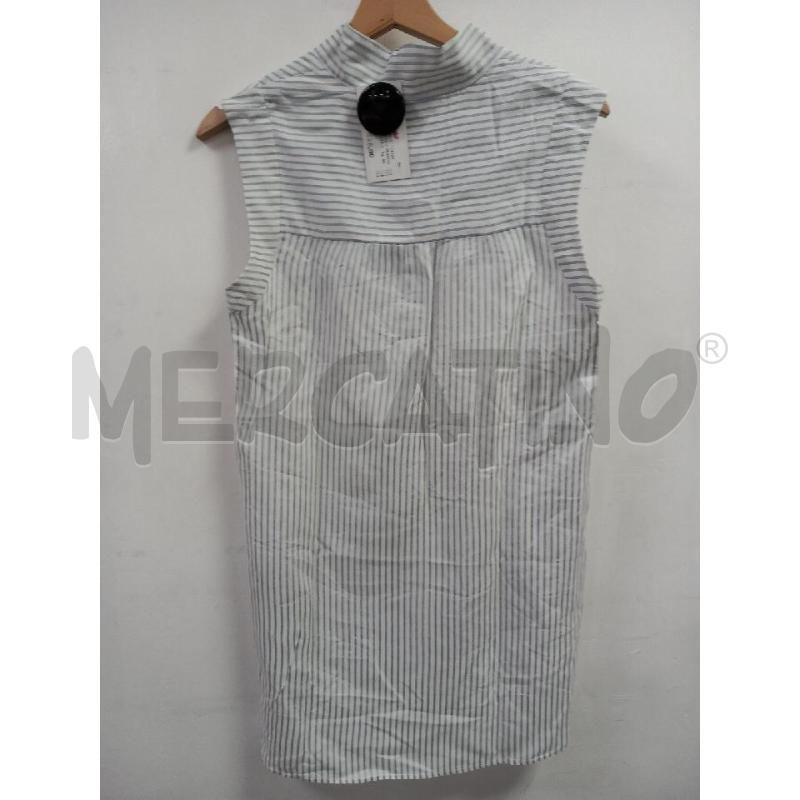 BLUSA D MAX&CO BIANCO RIGHE CELESTE CANGIANTE | Mercatino dell'Usato Roma porta di roma 2