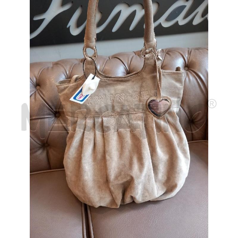 BORSA DONNA TWINSET VELLUTO BEIGE | Mercatino dell'Usato Roma porta di roma 1