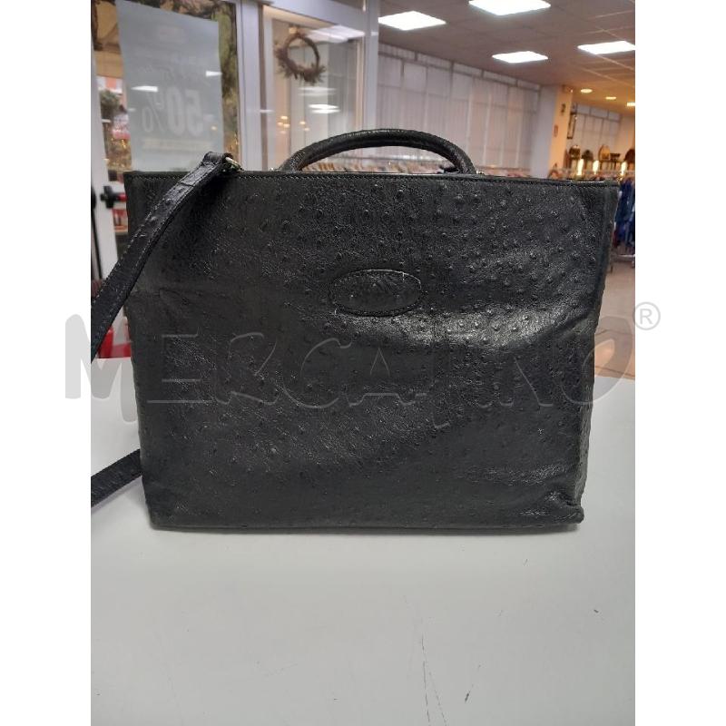 BORSA D GLOUCESTER NERO PELLE STRUZZO | Mercatino dell'Usato Roma porta di roma 1