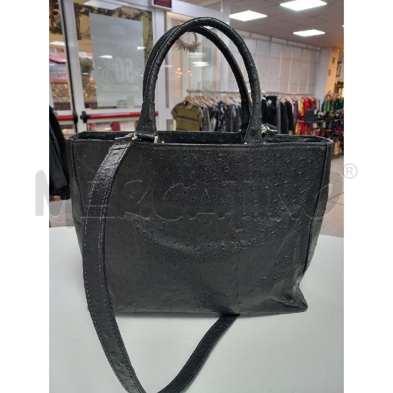 BORSA D GLOUCESTER NERO PELLE STRUZZO | Mercatino dell'Usato Roma porta di roma 2