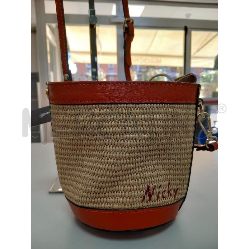BORSA D LE NOM VIMINI PELLE ARANCIO | Mercatino dell'Usato Roma porta di roma 1