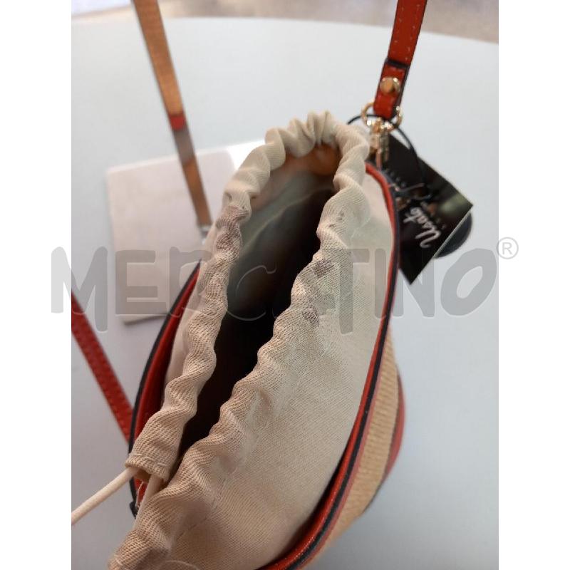 BORSA D LE NOM VIMINI PELLE ARANCIO | Mercatino dell'Usato Roma porta di roma 3