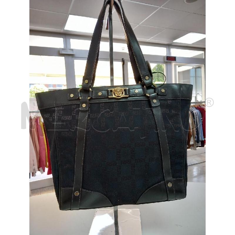 BORSA D VERSACE NERO MARRONE TELA FANTASIA GRECA | Mercatino dell'Usato Roma porta di roma 1