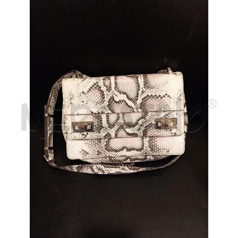 BORSETTA D GUESS BIANCO STAMPA PITONE ROSA | Mercatino dell'Usato Roma porta di roma 1