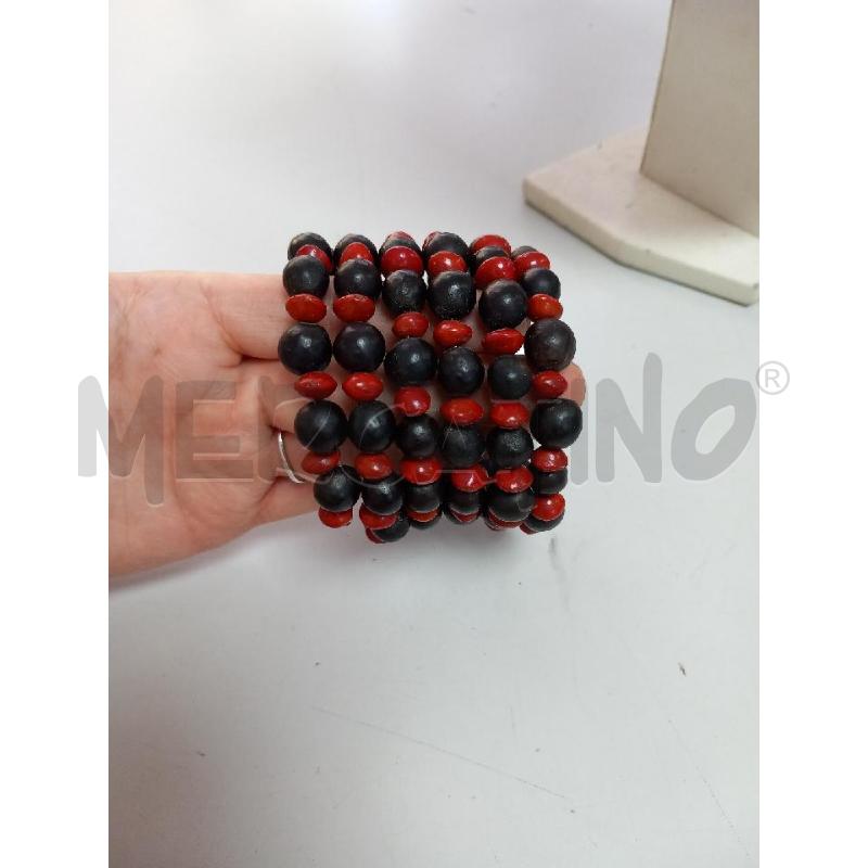 BRACCIALE CUBANO ARTIGIANALE SEMI NE/ROSSO | Mercatino dell'Usato Roma porta di roma 1