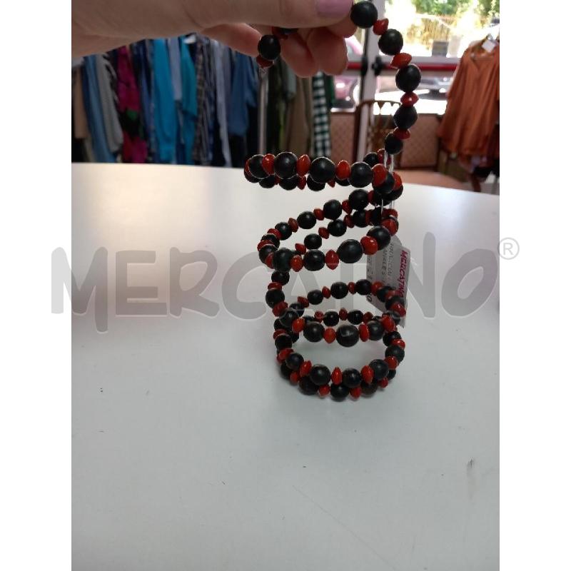 BRACCIALE CUBANO ARTIGIANALE SEMI NE/ROSSO | Mercatino dell'Usato Roma porta di roma 2