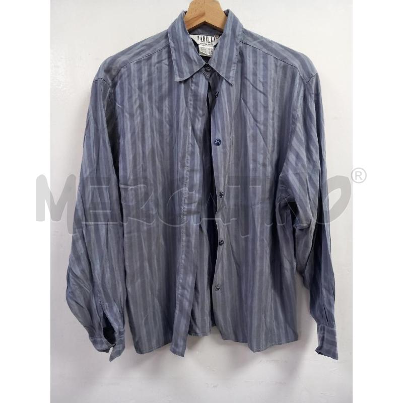 CAMICIA D MARELLA BLU SETA RIGHE | Mercatino dell'Usato Roma porta di roma 1