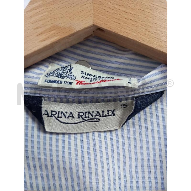 CAMICIA D MARINA RINALDI BIANCO RIGHE BLU | Mercatino dell'Usato Roma porta di roma 2