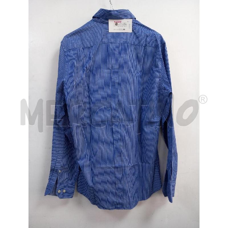 CAMICIA UOMO MASSIMO DUTTI CELESTE RIGHE | Mercatino dell'Usato Roma porta di roma 2