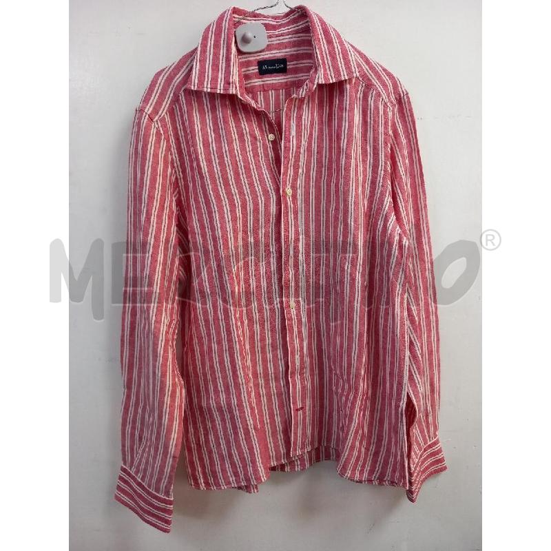 CAMICIA UOMO MASSIMO DUTTI ROSSA RIGHE BIA LINO | Mercatino dell'Usato Roma porta di roma 1