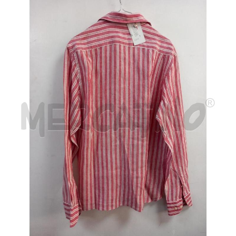CAMICIA UOMO MASSIMO DUTTI ROSSA RIGHE BIA LINO | Mercatino dell'Usato Roma porta di roma 2