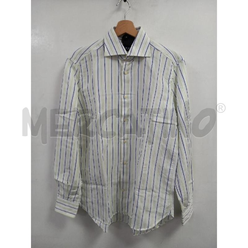 CAMICIA U FELLINI BIANCO RIGHE BLU VERDE | Mercatino dell'Usato Roma porta di roma 1