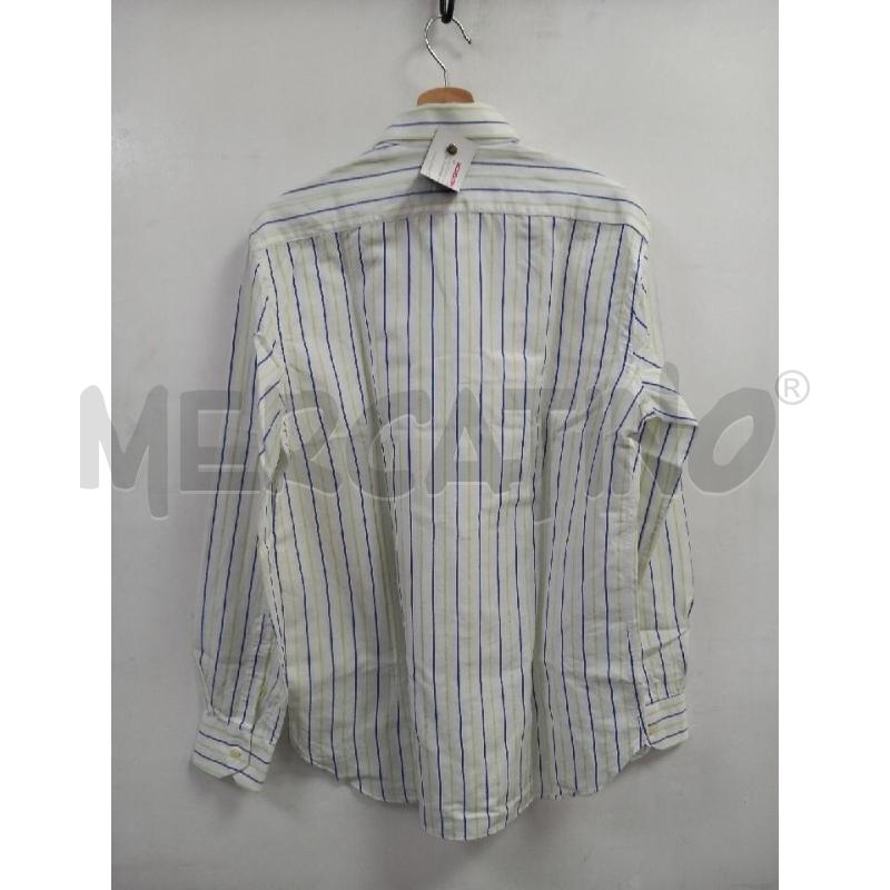 CAMICIA U FELLINI BIANCO RIGHE BLU VERDE | Mercatino dell'Usato Roma porta di roma 2