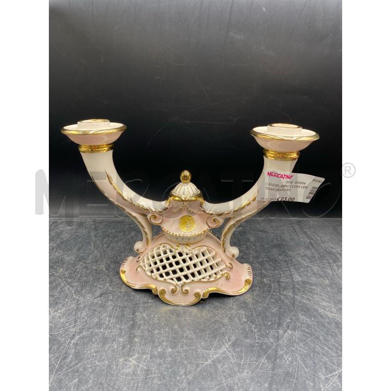 CANDELABRO 2 LUMI CER TRAFORATO RS | Mercatino dell'Usato Roma porta di roma 1