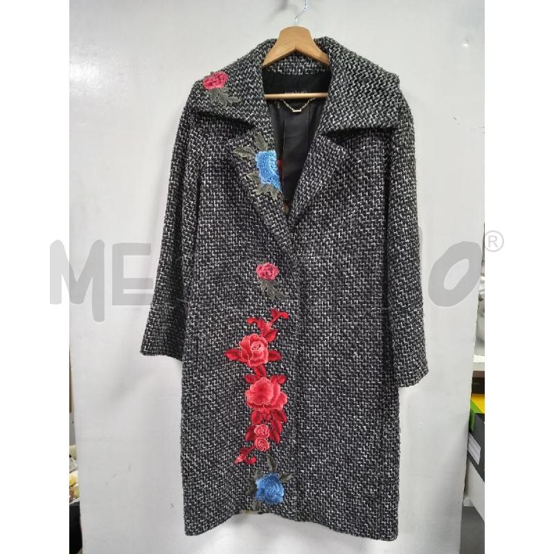 CAPPOTTO D NORA BARTH GRIGIO FIORI ROSSO BLU | Mercatino dell'Usato Roma porta di roma 1