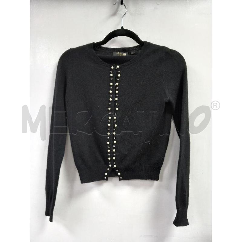 CARDIGAN D BIARRITZ NERO APPLICAZIONI PURO CASHMERE | Mercatino dell'Usato Roma porta di roma 1