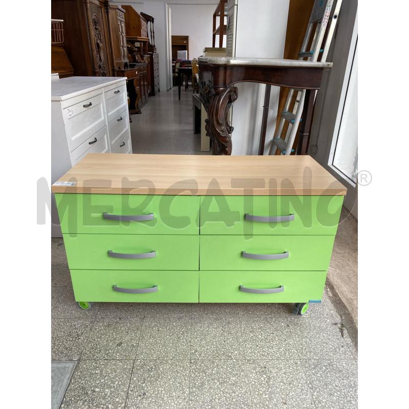 CASSETTIERA MORETTI COMPACT VERDE C/RUOTE | Mercatino dell'Usato Roma porta di roma 1