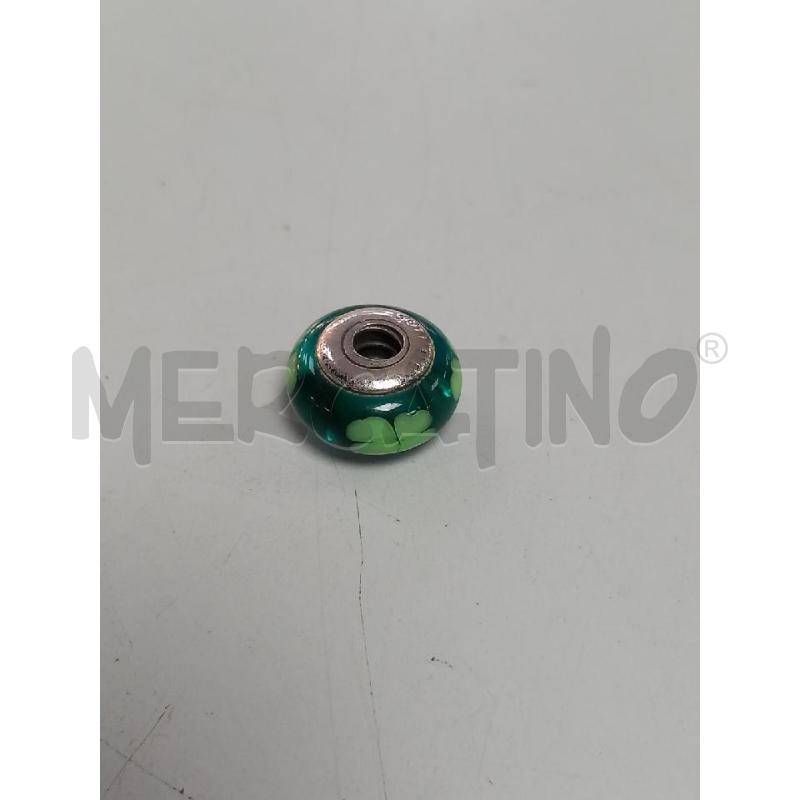 CHARM PANDORA MURANO VETRO FIORE VERDE | Mercatino dell'Usato Roma porta di roma 1