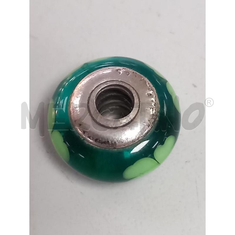 CHARM PANDORA MURANO VETRO FIORE VERDE | Mercatino dell'Usato Roma porta di roma 2
