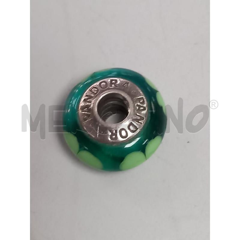 CHARM PANDORA MURANO VETRO FIORE VERDE | Mercatino dell'Usato Roma porta di roma 3