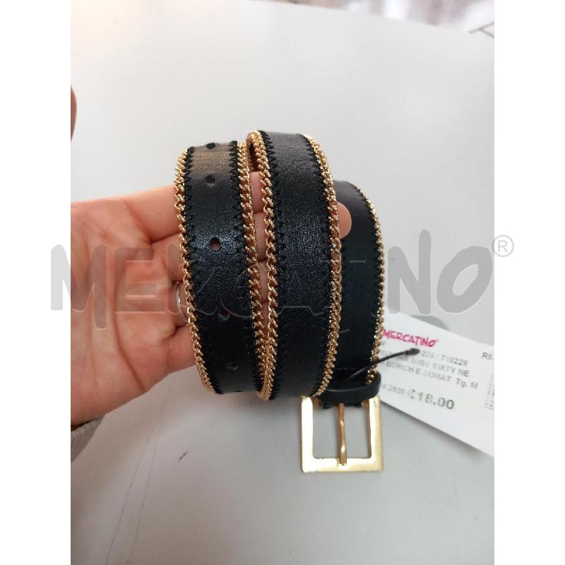 CINTURA MISS SIXTY NERO BORCHIE DORATO PELLE | Mercatino dell'Usato Roma porta di roma 2