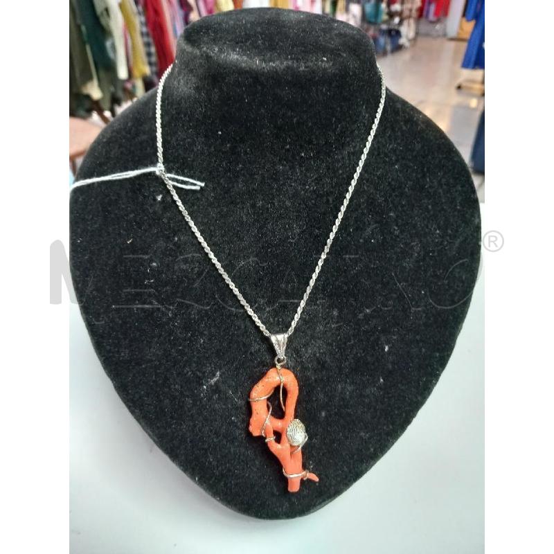 COLLANA ARG PENDENTE CORALLO | Mercatino dell'Usato Roma porta di roma 1