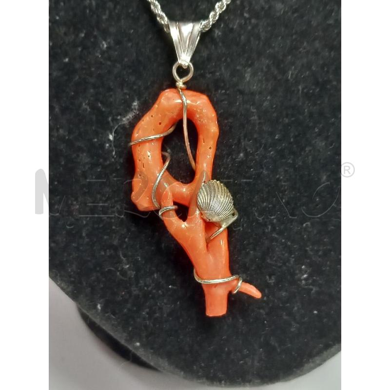 COLLANA ARG PENDENTE CORALLO | Mercatino dell'Usato Roma porta di roma 2