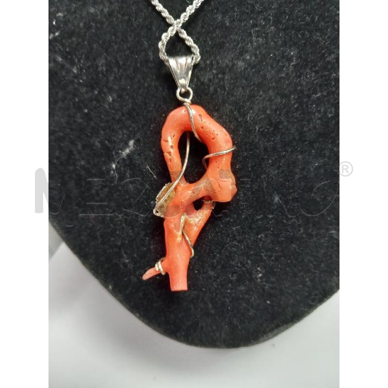 COLLANA ARG PENDENTE CORALLO | Mercatino dell'Usato Roma porta di roma 3