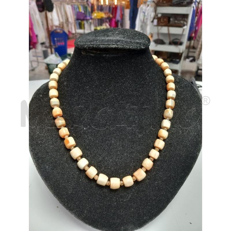COLLANA BEIGE PALLINE DORATO | Mercatino dell'Usato Roma porta di roma 1