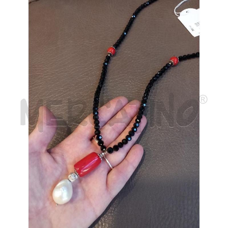 COLLANA CIONDOLO CORALLO E PERLA | Mercatino dell'Usato Roma porta di roma 3