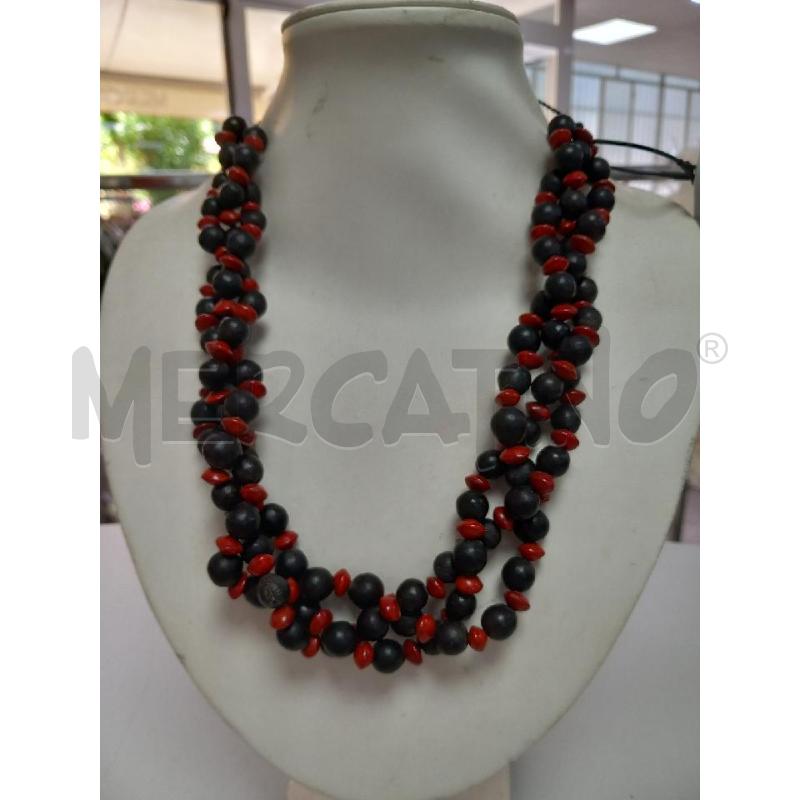 COLLANA CUBANA ARTIGIANALE SEMI NE/ROSSO | Mercatino dell'Usato Roma porta di roma 1