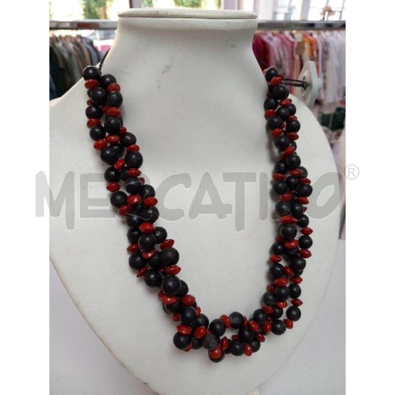 COLLANA CUBANA ARTIGIANALE SEMI NE/ROSSO | Mercatino dell'Usato Roma porta di roma 2
