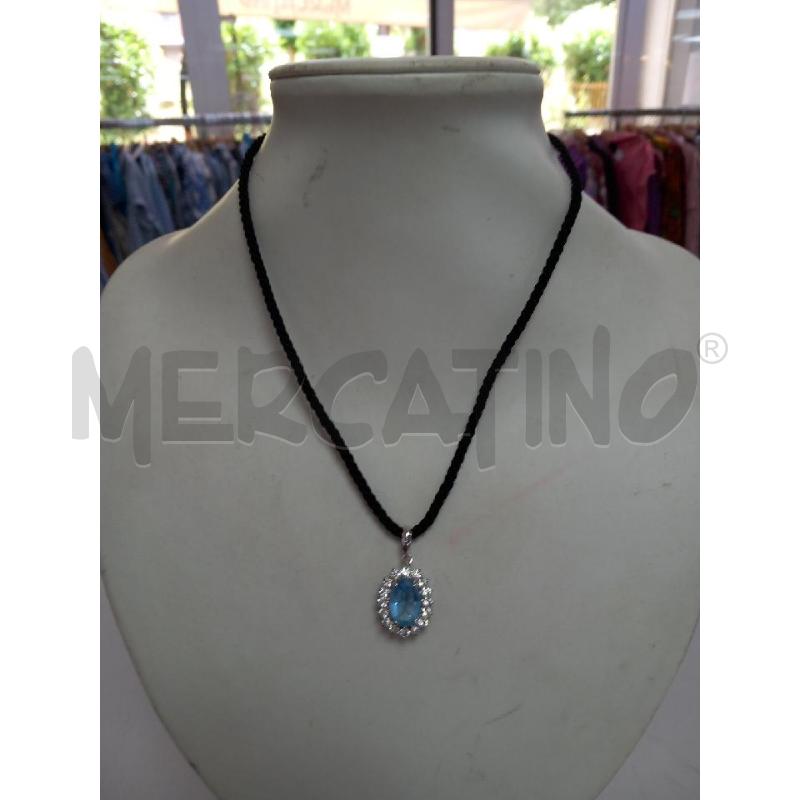COLLANA FILO NERO CIONDOLO ARG CENTRALE CELESTE | Mercatino dell'Usato Roma porta di roma 1