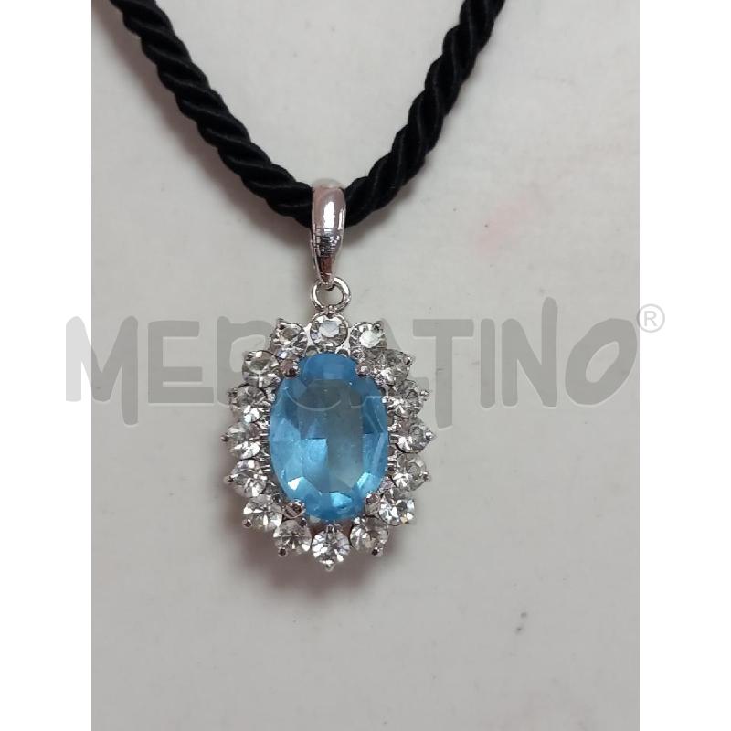 COLLANA FILO NERO CIONDOLO ARG CENTRALE CELESTE | Mercatino dell'Usato Roma porta di roma 2