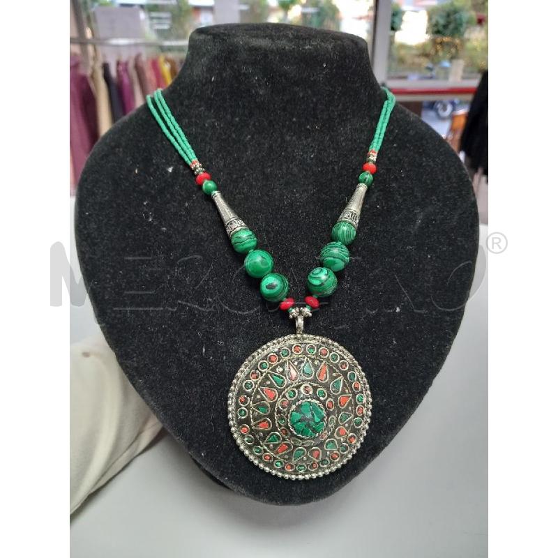 COLLANA MALACHITE CIONDOLO  | Mercatino dell'Usato Roma porta di roma 1