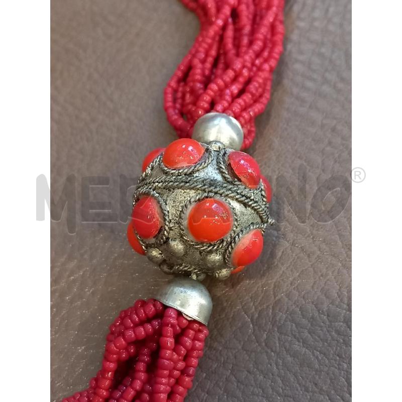 COLLANA MULTIFILO CORALLO CIONDOLI MET | Mercatino dell'Usato Roma porta di roma 2