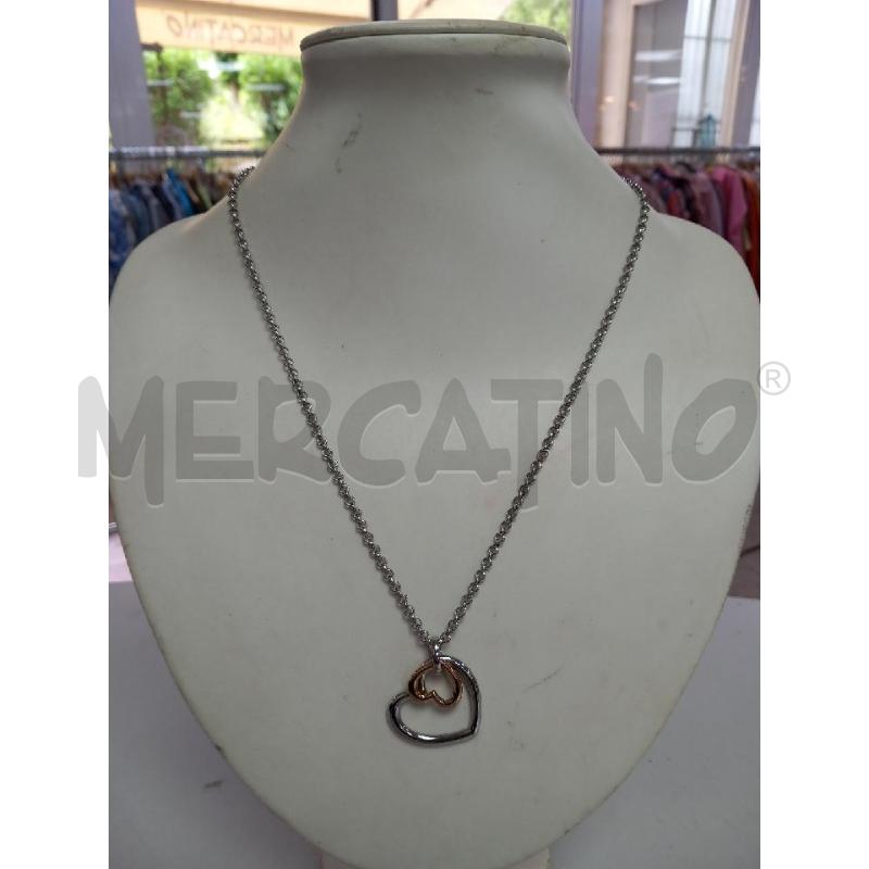 COLLANA STROILI DOPPIO CUORE ARGENTATO DORATO | Mercatino dell'Usato Roma porta di roma 1
