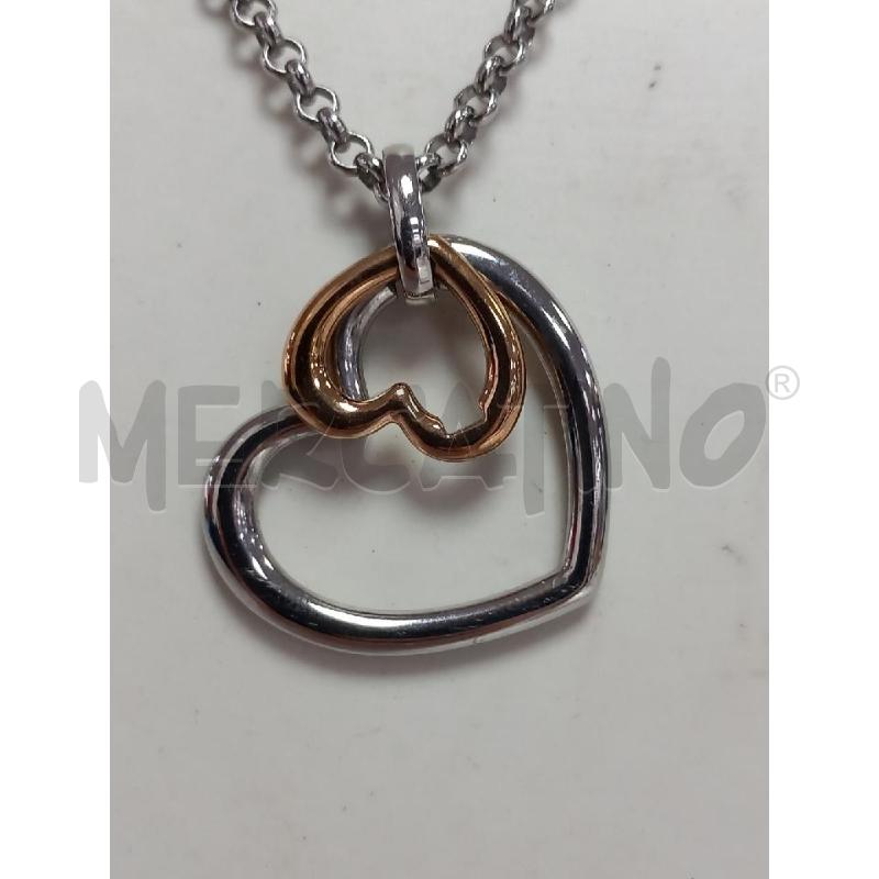 COLLANA STROILI DOPPIO CUORE ARGENTATO DORATO | Mercatino dell'Usato Roma porta di roma 2