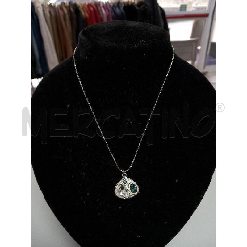 COLLANA SWAROVSKI CIONDOLO BIANCO CRISTALLI TURCHESE | Mercatino dell'Usato Roma porta di roma 1