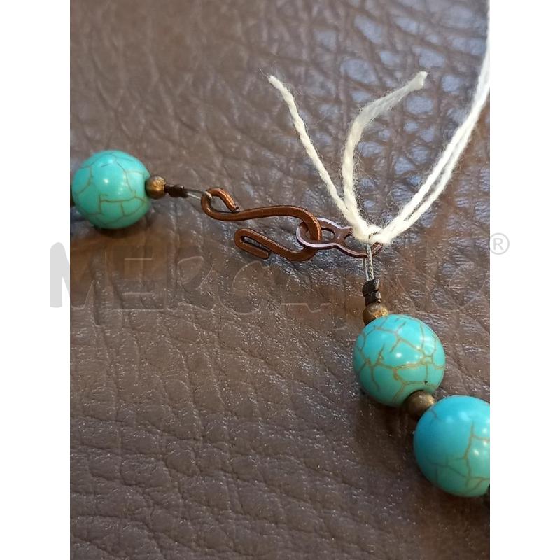 COLLANA TURCHESE CIONDOLO MET CENTRALE ARANCIO | Mercatino dell'Usato Roma porta di roma 3
